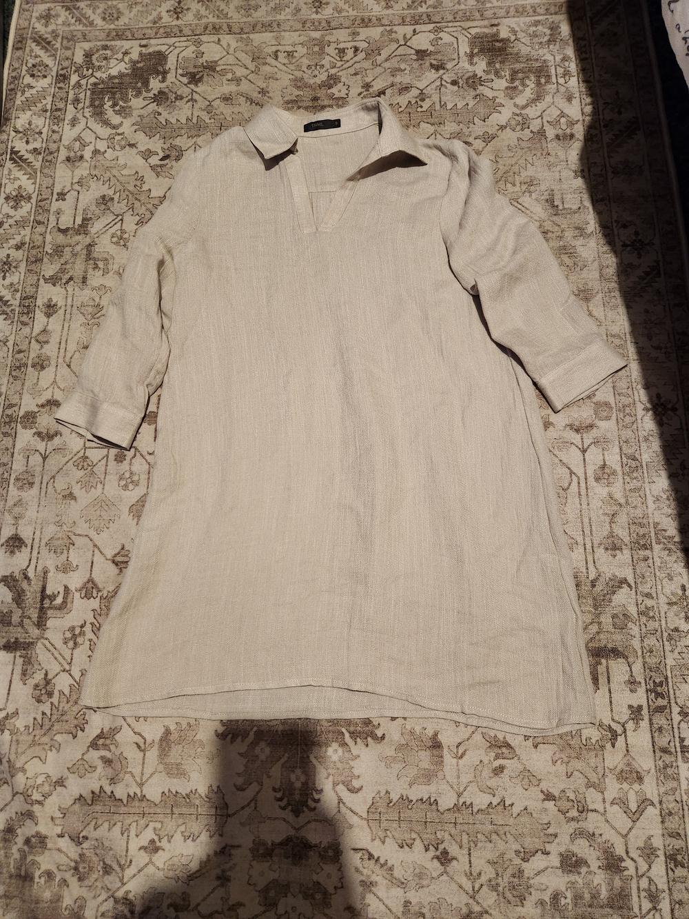 THML Cream V-Neck Collared Tunic Blouse
